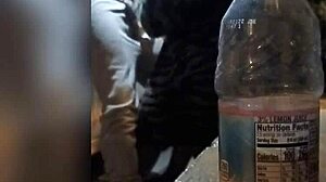 Amateur black MILF gets caught fucking in public with bottle surprise