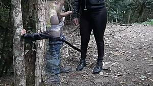 Amatorska nastolatka dostaje creampie w lesie