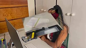 Amateur Latina milf in uniform gets pounded by computer guy