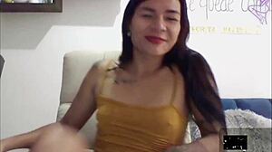 Latina trans beauty indulges in solo masturbation and anal exploration