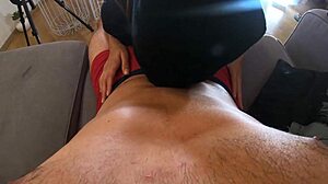 Amateur wife uses strapon to dominate her husband in BDSM play